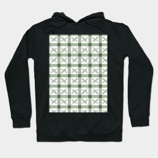 Festive Farmhouse Fir Branch Checkerboard - Sage Green - Cozy Winter Collection Hoodie